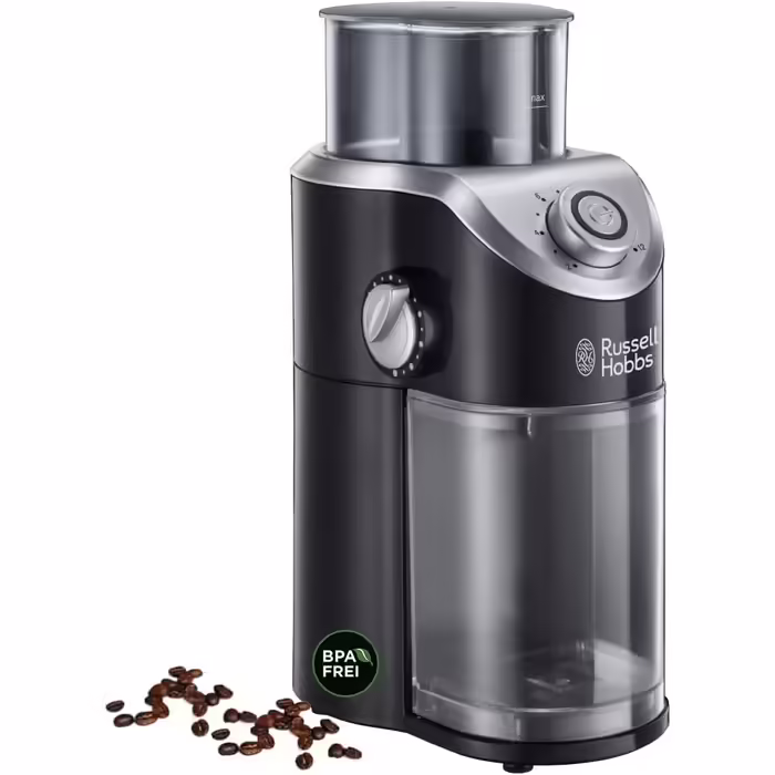 Russell Hobbs Coffee Grinder [Electric with Burr Grinder] Classics (variable grind settings from powder fine to coarse for coffee beans, nuts, spices, grains, 100g capacity) 23120-56, Black