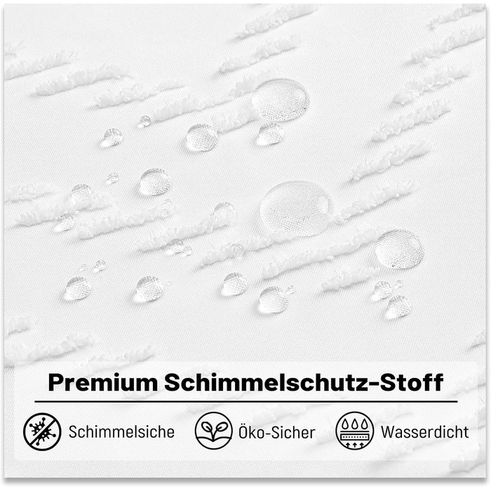 Штора для душу BTTN 180x200 см, бохо-стиль, бежева з пензликами, водонепроникна, з 12 гачками