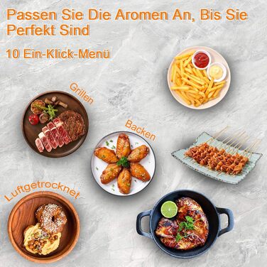 Фритюрниця повітряна XXL 8 літрів | 10-в-1 Airfryer | Розумна фритюрниця | Без олії | Цифровий LED-дисплей | 1500W | Чорний