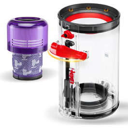 Покращений контейнер для пилу Dyson V11, V15, Zubehör, сумісний з моделями SV14, SV15, SV17, SV22, SV28. Замінні частини: контейнер для пилу + фільтр (970050-01/965443-01)