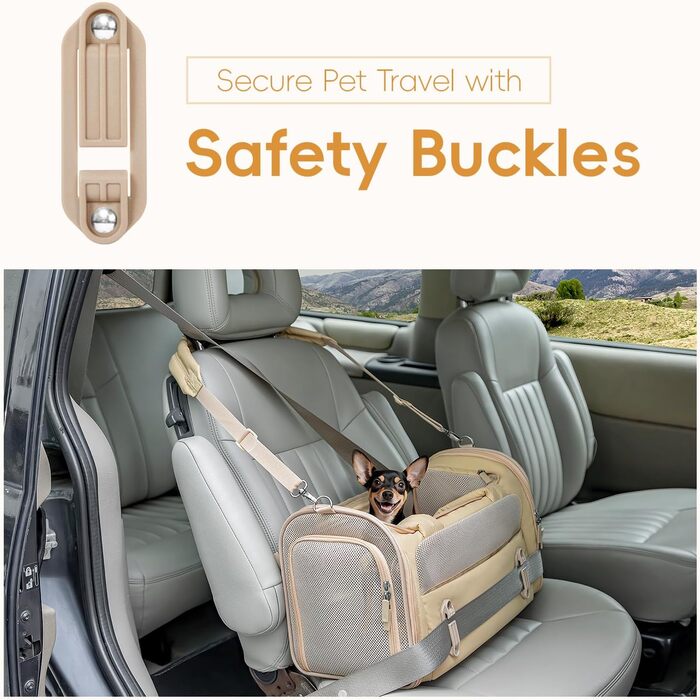 Транспортна переноска для собак та котів, Khaki M: водонепроникна, з антиковзною підкладкою та захистом від вітру