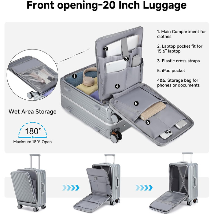Чемодан-валіза Sea Choice 2 в 1 (55/78 см) з TSA замком та тримачем для напоїв, зелений