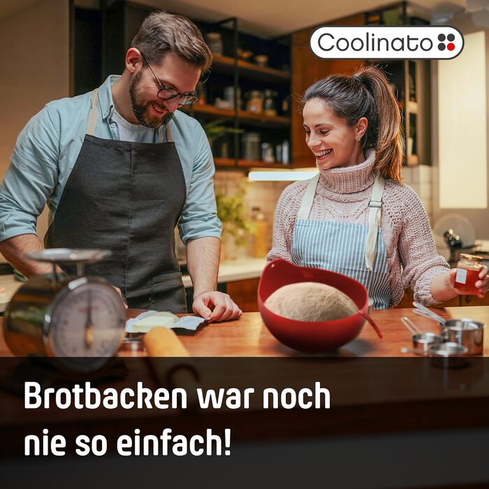 Coolinato – 3-in-1 Universal Bowl Silicone Mold 24 cm – Dough Bowl, Proofing Basket, and Bread Baking Mold all in one - BPA-Free & Oven-Safe up to 230°C – Platinum Silicone - Ideal for Mixing & Baking Bread - Red