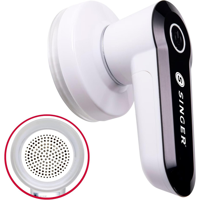 SINGER Компактний видалення ворсу та клубочків, портативний, на батарейках, з 3 лезами з нержавіючої сталі та знімним контейнером для ворсу