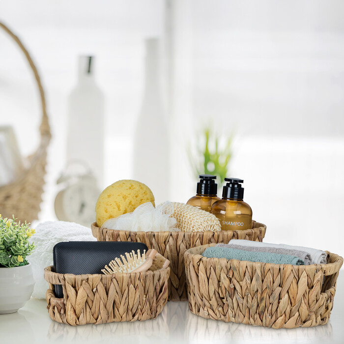 Relaxdays Oval Storage Baskets, 3-Piece Set