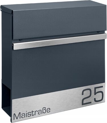 Поштова скринька настінна Anthrazit RAL 7016, для газет, XXL (Laser 1) з/без адреси