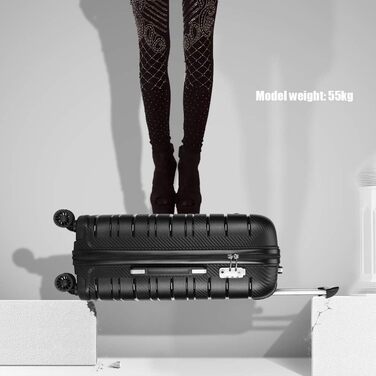 Валіза KONO Zwillingsrollen з TSA-замком, ручний багаж, білий (чорний), 35.6 см