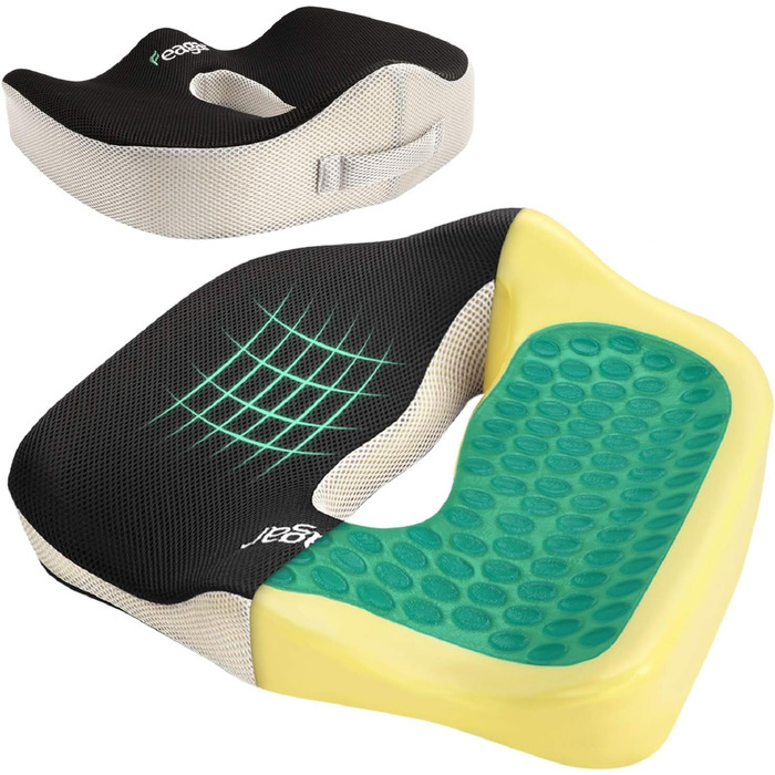 Гелеве сидіння Feagar: ортопедична подушка для офісного крісла, авто, інвалідного візка, для спини, гелевий наповнювач, 60-100 кг