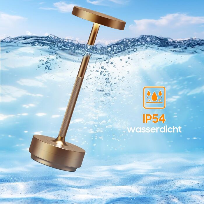 Настільна лампа бездротова LED зовнішня IP54 5000mAh акумуляторна кемпінгова настільна лампа з сенсорним димером, 3 кольори світла (2 Титан)