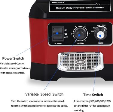 BioloMix Stand Mixer 2200 W SmoothieMixer, Self-Cleaning Function, Built-in Timer, High-Performance Mixer with 2 L BPA-Free Container A8800