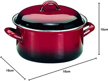 Каструля IBILI OLLA RECTA з кришкою VOLCAN, нержавіюча сталь, червоно-чорна, 24 см, набір 2 шт. (16 см)