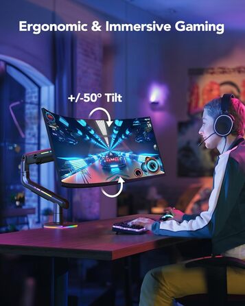 Кріплення для монітора HUANUO для Ultrawide до 49 дюймів, 18 кг, регульований кронштейн, VESA 100x100mm (RGB)