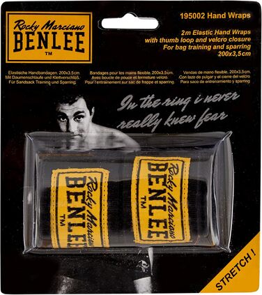 Боксерські рукавички BenLee з натуральної шкіри Fighter (Чорні, 14 oz) + Боксерські бандажі Rocky Marciano