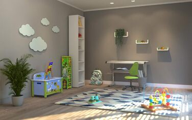 Велика дерев'яна ігрова скриня Liberty House Toys Safari з кришкою, синя, 49.5x68x39 см