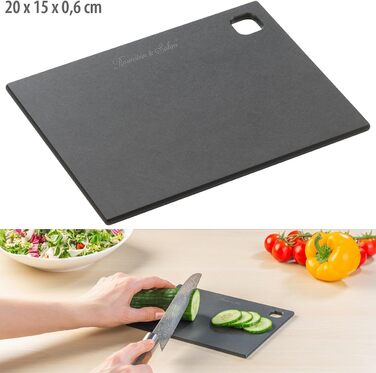Rosenstein & Söhne Cutting Board: Wood fiber cutting board, dishwasher-safe, black, 20 x 15 x 0.6 cm (Food preparation cutting board, kitchen vegetable boards)…
