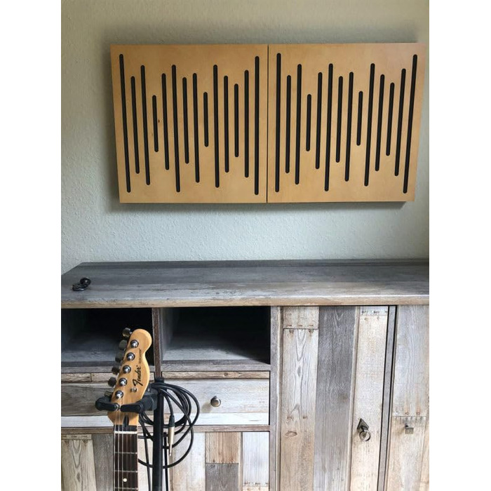 Акустичні панелі з натурального дерева Bluetone Acoustic WaveFuser Wood, 50x50 см, світлий дуб