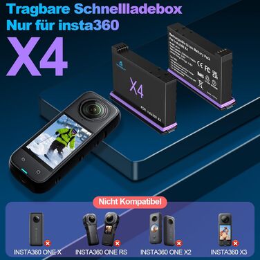 Акумулятор Insta360 X5 2 шт. 2850mAh + LED зарядний пристрій + Micro SD картридер (2x акумулятор X4, 1x LED зарядний комплект)