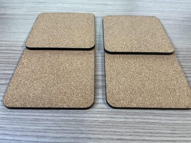 MDF coasters, blank, cork bottom, 9 x 9 cm, white, blank, square, piece (200)
