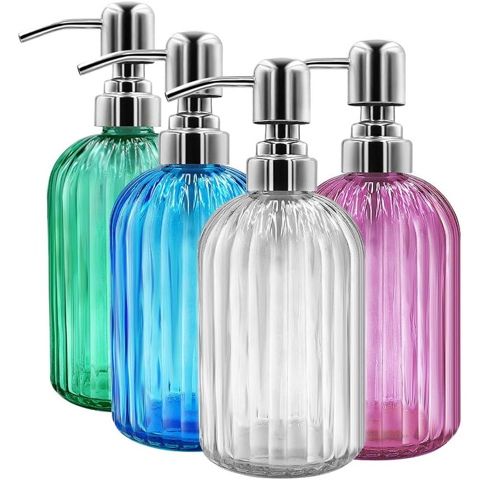 Набір дозаторів для мила 2 шт., 400 мл, скляні з нержавіючою сталею, для ванної, кухні, преміум-якість