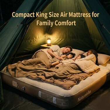 Надувний матрац Naturehike Luftbett 3 місця з вбудованим насосом 200x180x25 см - для кемпінгу, дому та подорожей, коричневий
