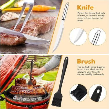 Набір гриль-посуду, нержавіюча сталь, професійний інструмент для гриля, ідеальний подарунок для чоловіків (15 предметів)