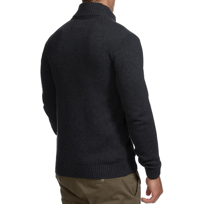 Кардиган чоловічий Indicode INut з високим коміром та блискавкою | Дріб'язкова в'язана куртка для чоловіків (M, Raven)