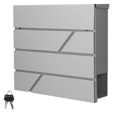 Поштовий ящик ECD Germany з газетницею, нержавіюча сталь, світло-сірий, 37x11x37 см, з 2 ключами, монтажний комплект, сучасний дизайн