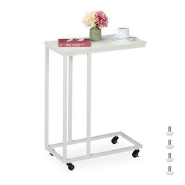 Relaxdays C-Shaped Side Table with Wheels