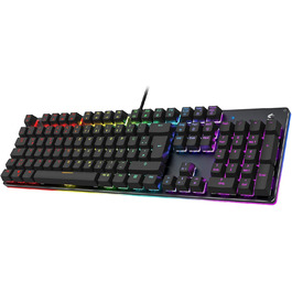 Black Shark Механічна ігрова клавіатура RGB, QWERTZ, німецьке розкладка, червоні перемикачі, 105 клавіш, металева пластина, програмована, для геймерів
