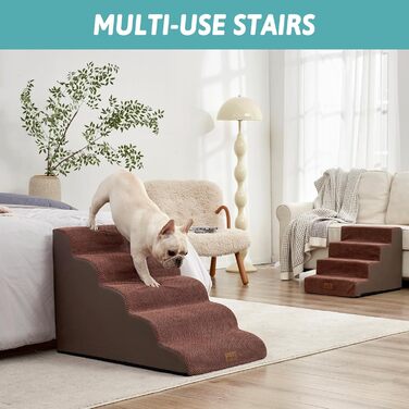 Сходинки для собак широкі, сходи для домашніх тварин з нековзким покриттям (Чорний та Білий, Чорний та Коричневий, 83x50x57 см)