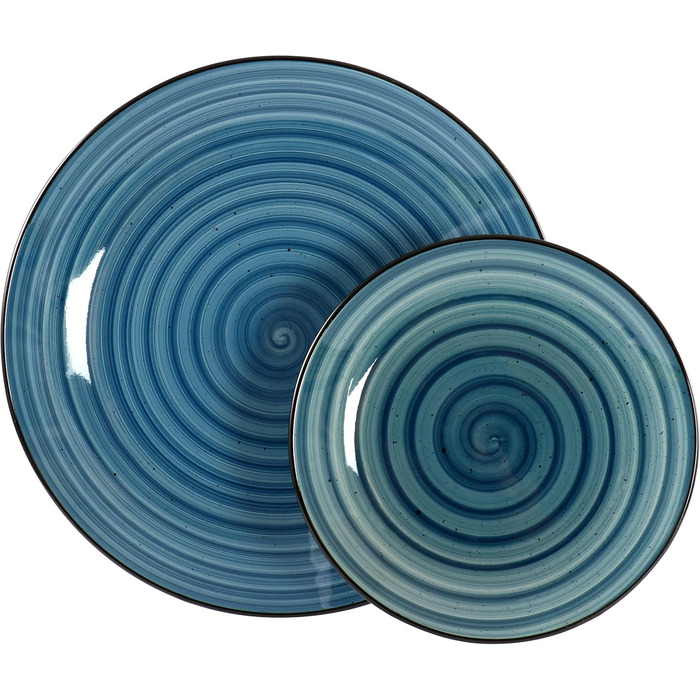 Elama Gia Столовий сервіс з кераміки, круглий, темно-синій, 24 елементи