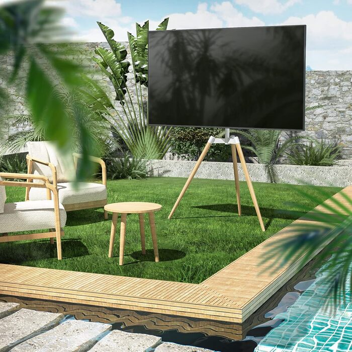 Adjustable TV Stand Tripod - Fits 32-65 inch TVs, VESA 400x400mm, 35kg Weight Capacity, Beige