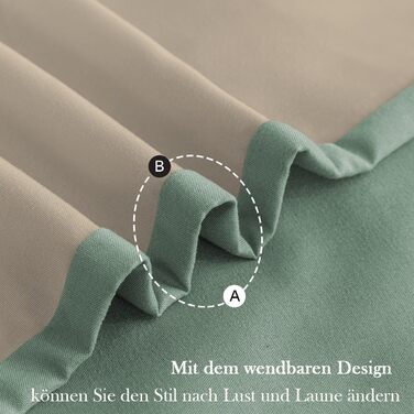 Комплект постільної білизни 135x200 4 частини з мікрофібри, двостороння, м'яка та практична, з блискавкою (135x200, 80x80) - Пастельно-зелений/Теплий бежевий