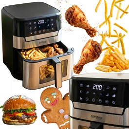 Аерофритюрниця Air Fryer 8 л, 2200 Вт — велика безнамастикова фритюрниця з вікном