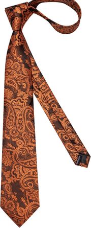 Набір аксесуарів для чоловіків: краватка з візерунком пає, краватка, кишеньковий хустинка, краваттята, затискачі для краваток, 5 шт. (чорний/помаранчевий)