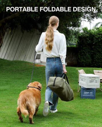 Складана переноска для собак середніх порід, 76x54x54 см, зелена. Зручна переноска для транспортування в авто, з міцною сіткою та м'якою підстилкою для дому та подорожей.