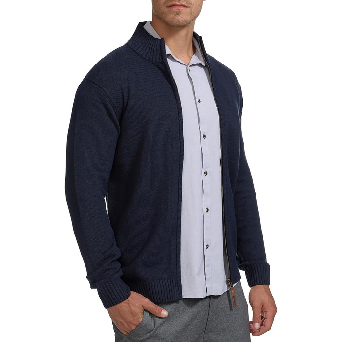 Чоловічий кардиган Indicode INLut з коміром-стійкою та блискавкою | Тонкий в'язаний кардиган для чоловіків XL, темно-синій