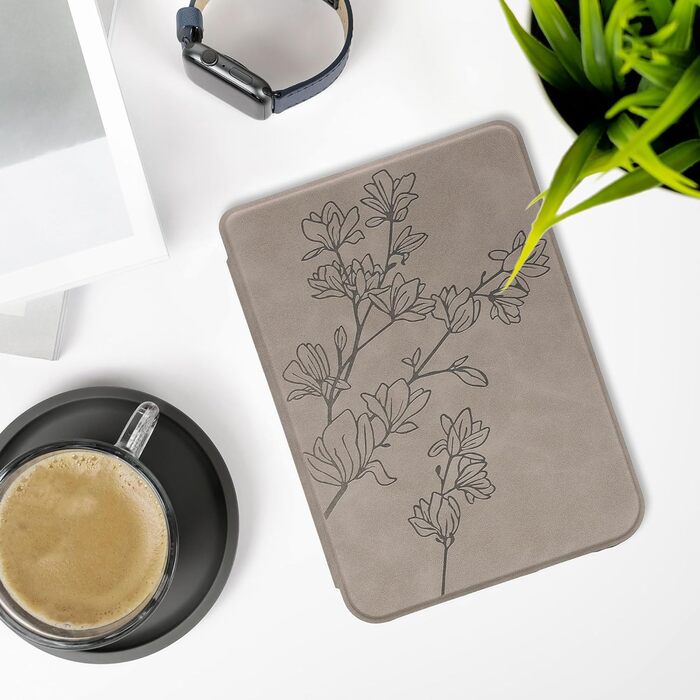 Чохол kwmobile для Kobo Clara BW/Clara Colour/Tolino Shine (5) / Shine Color - чохол з екошкіри, сірий (Magnolien Grau)