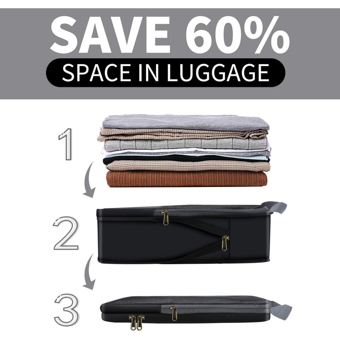 Органайзери для подорожей Eono by Amazon (4 шт.): компресійні куби для пакування валіз та рюкзаків