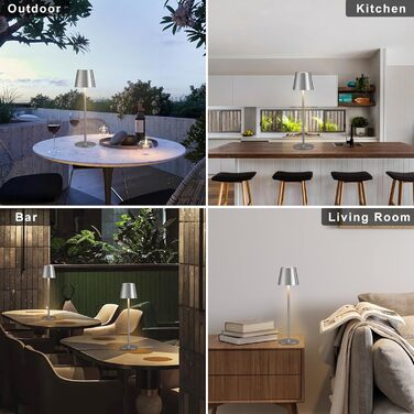 Набір з 2 бездротових настільних ламп LED з акумулятором, сенсорне регулювання яскравості, 3 режими кольору, USB-C зарядка для спальні, столу, кемпінгу (Чорний)