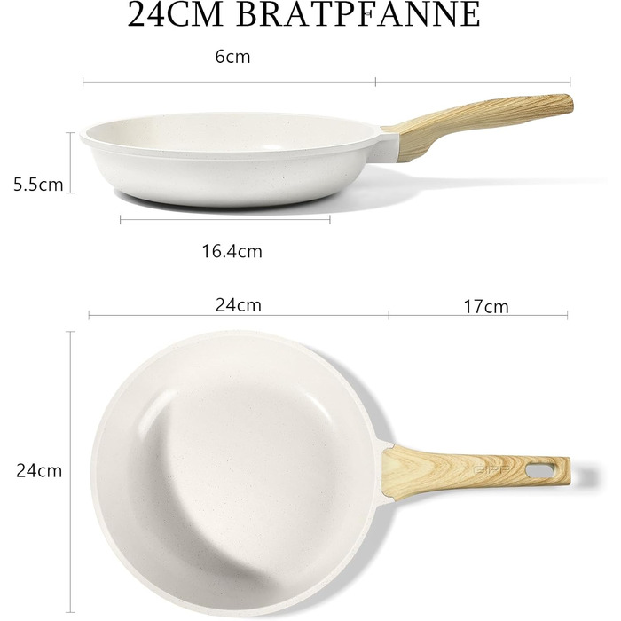 Гіпп Сковорода керамічна 24 см з антипригарним покриттям, для всіх типів плит, без PFOA/PFOS, біла