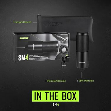 Shure SM4 Студійний конденсаторний мікрофон XLR для вокалу та інструментів (SM4-K-KIT) | Металевий корпус