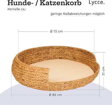 Dog bed, cat bed, Opal water hyacinth, natural, size 5 (Ø 83 cm)