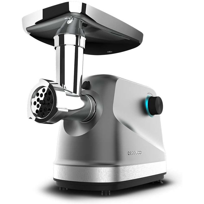 Електрична м'ясоподрібнювач Cecotec Crusher 1400 Steel, 1360 Вт, з нержавіючої сталі, для подрібнення, нарізання та фаршування, з 1 ножем та 3 дисками (3, 5, 7 мм)