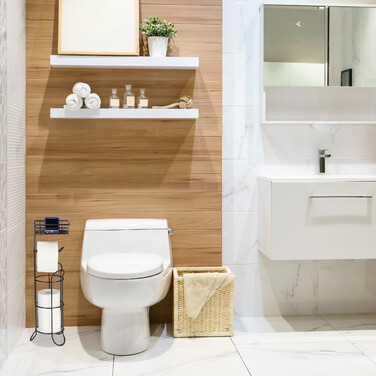 Relaxdays Black Standing Toilet Paper Holder