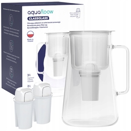 Скляний фільтрувальний глечик AquaFloow ClassGlass White + 3 фільтри Class