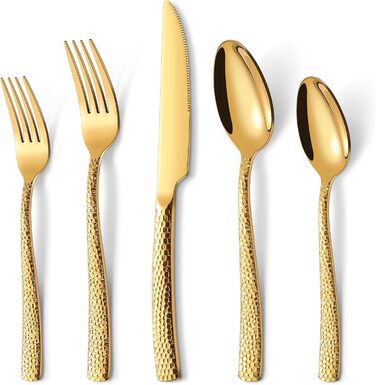 Набір столових приборів Honkku для 6 осіб, чорний, з товстого нержавіючого сталі, з рифленими ручками (30 предметів)