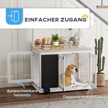 Клітка для собак PawHut - переносна будка з 3 дверцятами, полиця для іграшок, для великих собак, біла