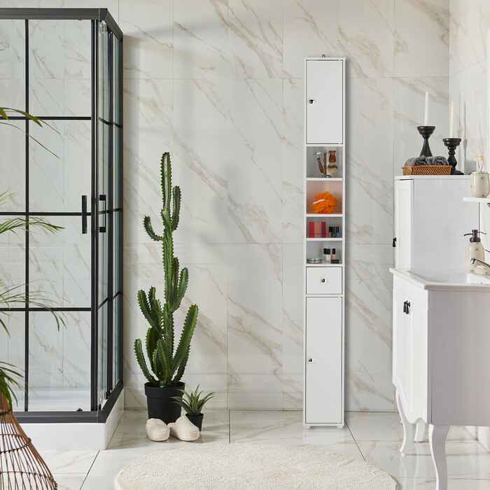 Relaxdays Tall Bathroom Cabinet with 2 Doors
