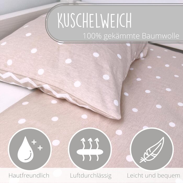 Набір постільної білизни для малюків з органічної бавовни GOTS (Oeko-Tex100), 100 x 135 см - комплект постільної білизни для дитячого ліжечка з наволочкою та ковдрою для хлопчиків та дівчаток (Пудрово-рожевий, 100x135 см + 40x60 см)